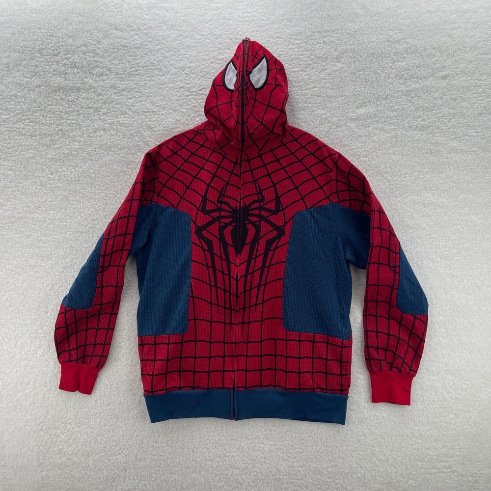 Spider Man Mask Hoodie Mens XL Red Blue marvel Mad Engine Amazing Spiderman 2
